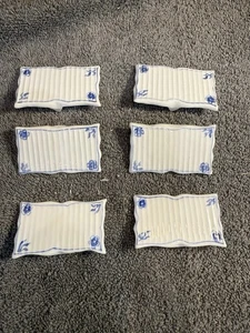 Name Place Tag Holders Fine Bone China Vintage White Blue Table Setting Set of 6 - Picture 1 of 3