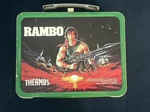 Vintage Thermos 1985 Rambo Metal Lunch Box Sylvester Stallone No Thermos - Picture 1 of 6