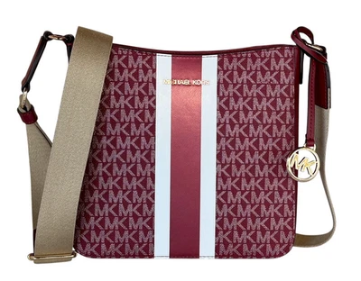Michael Kors Jet Set Travel S Messenger Bag Center Stripe MK Gold Glitter Cherry - Image 1 of 4