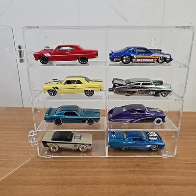 Clear Acrylic Display Case 1:64 Scale Diecast Cars INCLUDING Mix X of CARS x 8 - Image 1 of 4