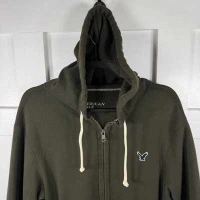 American Eagle Outfitters Para Hombres Verde Oliva Cremallera Completa Sudadera con Capucha Logo Águila Talla L Foto 1 de 4