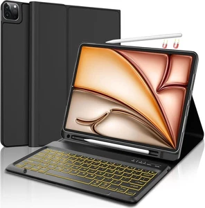 Tastatur Hülle für iPad Air 13 (M3 2025 / M2 2024) und Pro Backlit Schwarz  - Bild 1 von 7
