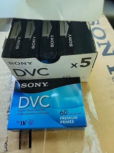 Paquete de 5 cassette de video DVC premium Sony Mini DV DVC 60 min nuevo sellado  - Imagen 1 de 2