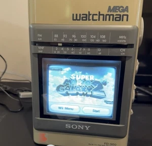 Sony Mega Watchman TV FD-500 Portable B/W FM/AM Receiver 1989 Vintage Tested - Picture 1 of 16
