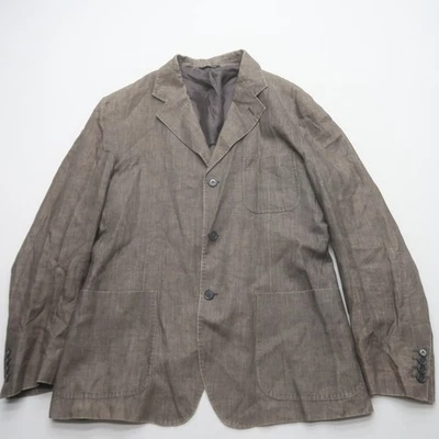 Blazer de lino para hombre 46 hecho en Italia marrón 3 botones chaqueta parche bolsillos informal Foto 1 de 4