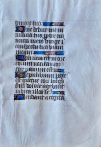 Ca.1470 illuminated BoH.manuscript leaf,Latin,7 small gold initials,France - Picture 1 of 2
