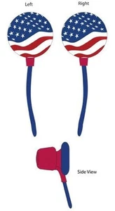 US American Wavy Flag 4th of July Ear Buds In-Ear Headphones 3.5mm - Picture 1 of 3