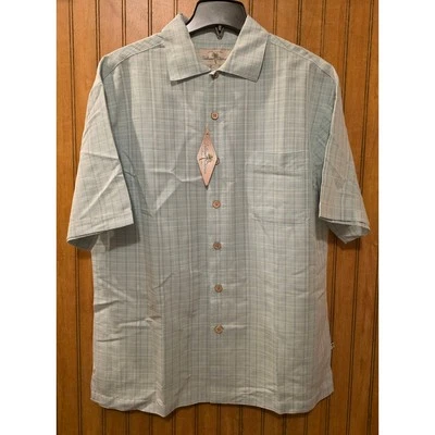 Camisa Island Shores Botón Hombres M Azul Teal Cuadros Manga Corta Bolsillo Nueva con Etiquetas Foto 1 de 4