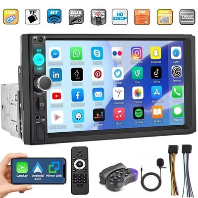 Single 1Din 7" Touch Screen Stereo Bluetooth Car Radio Apple/Android Carplay GPS - Image 1 of 4