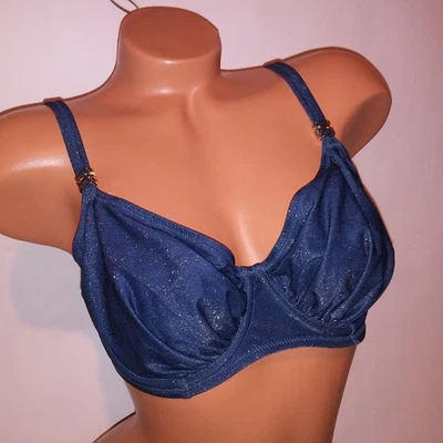 Top de bikini de natación Fantasie 32DDD azul brillante sin forro con aros nuevo Foto 1 de 4