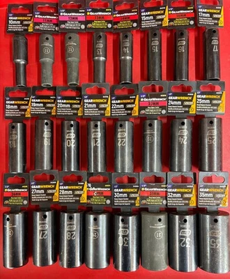GEARWRENCH (24) PIECE 10mm-35mm 1/2" DRIVE 6 POINT METRIC IMPACT DEEP SOCKET SET - Image 1 of 4