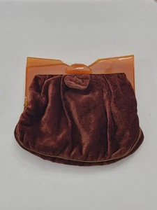 Bolso de Mano Vintage Años 40 Marrón Imitación Gamuza Mango Cierre Baquelita - Imagen 1 de 13