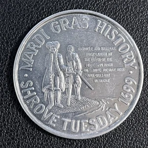 Krewe von Eros Mardis Gras Geschichte Medaille Faschingsdienstag 1699 Aluminium - Bild 1 von 3