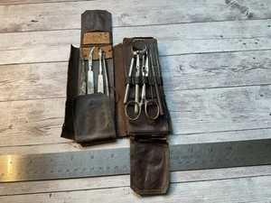 ORIGINAL ANTIQUE LEATHER CASED MEDICAL SURGEON SURGICAL SET - Picture 1 of 6