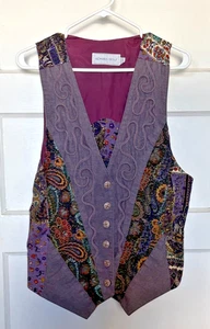 Howard Wolf Purple Patchwork Vest with Paisley Accents Size 10 - Picture 1 of 6