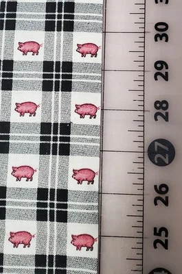 TELA DE ALGODÓN ESTAMPADO CERDO Y CUADROS YARDAS NUEVA SIN USAR 44" W X 4YDS. 18" L Foto 1 de 2