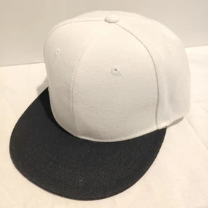 Pit Bull Fitted Baseball Hat 6 7/8 White Cap Black Brim Streetwear Hip Hop Rare - Picture 1 of 12