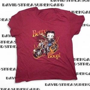 Y2K Betty Boop Biker Womens Tee Size M / L Brisco Brand Red T Shirt - Picture 1 of 8