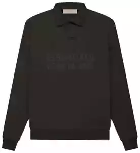 Fear Of God Essentials Long Sleeve Polo Off Black (192SU225145FW) Men Size XS-XL - Picture 1 of 2