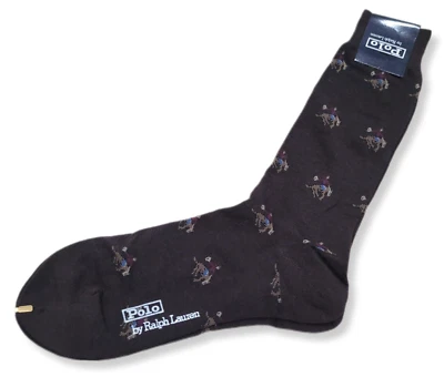 Nuevos calcetines de vestir vintage Polo Ralph Lauren Rodeo con patrón integral para hombre - Japón Foto 1 de 4