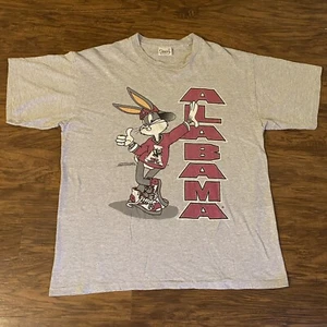 Vintage Alabama Crimson Tide Bugs Bunny Looney Tunes Shirt XL Gray 1993 - Picture 1 of 5