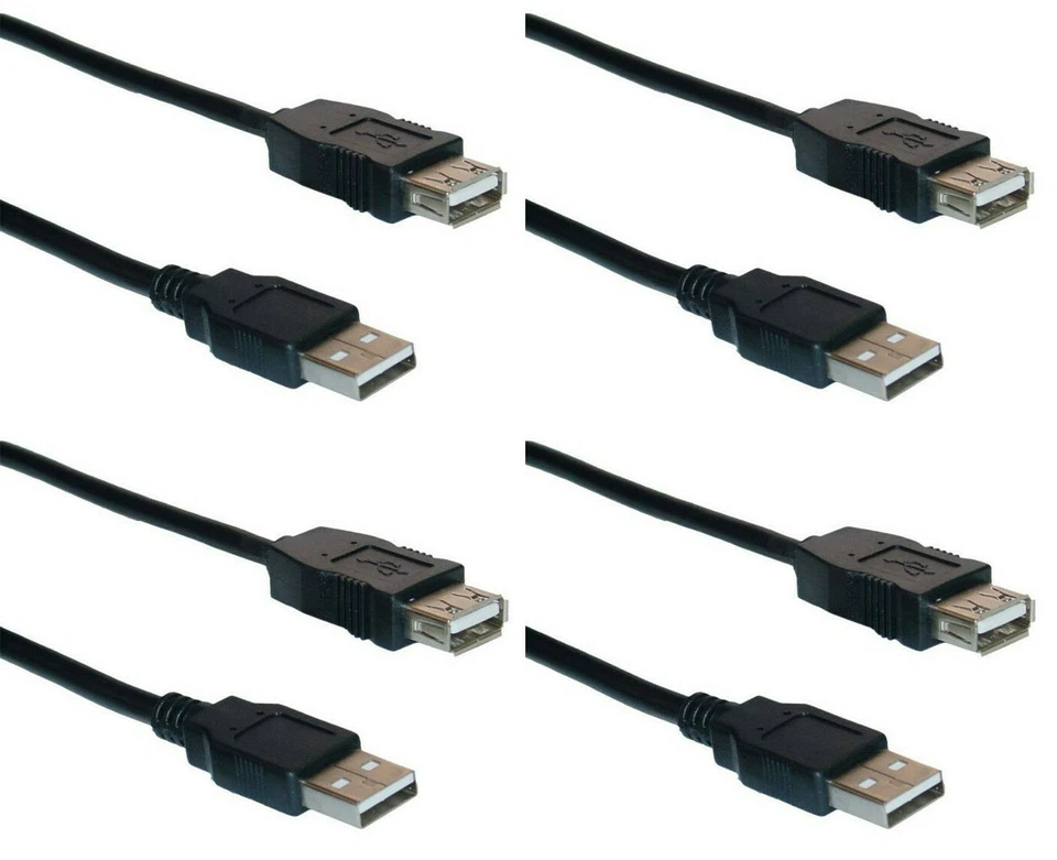 GAMES WORLD AND MORE 4x 3m USB Verlängerungskabel für Sega Mega Drive Mini, PS3, PS4, PC, Handy,uvm.