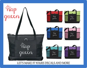 NAP QUEEN CROWN DESIGN CUSTOM TOTE PURSE TRAVEL SCHOOL GYM CHURCH OVERNIGHT BAG - Picture 1 of 13