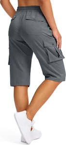15" Long Shorts for Women Hiking Cargo Bermuda Shorts Lightweight Quick Dry Knee - Picture 1 of 24