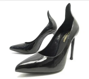 YVES SAINT LAURENT YSL Black Patent Leather Thorn Pump Heels Sz EU 38 US 8 UK 6 - Picture 1 of 19