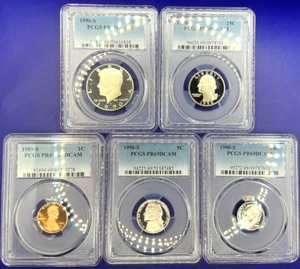 1990-S Proof Set Date 5 Coin Newly Graded PCGS PR69 DCAM Perfect Gift - Picture 1 of 2