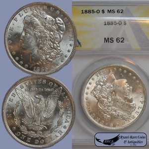 1885 O Morgan Silver Dollar, ANACS MS62, Looks More MS63, Excellent, White C8179 - Picture 1 of 7