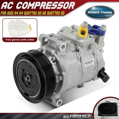Compresor de aire acondicionado con estilo 6SEU14C y 6 ranuras para Audi A4 Quattro A5 A6 Quattro Q5 Foto 1 de 4