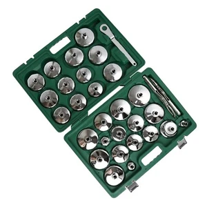 31Pc Oil Filter Socket Wrench Cup Type Cap Removal Set With 3/8" Drive Adaper - Picture 1 of 4
