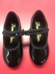 EUC Girls Tap Shoes By Dance Class Velco Black 8 - Picture 1 of 10