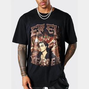 Eren Yeager T-shirt Attack on Titan Eren Anime AOT T-Shirt Anime Tee Graphic Tee - Picture 1 of 10