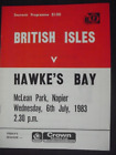 HAWKE'S BAY V BRITISH LIONS 1983 RUGBY TOUR PROGRAMME