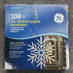 NOS Vintage GE 108 3ct. 13 In. Light Indoor Outdoor Snowflake 2012 Christmas - Picture 1 of 12