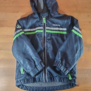London Fog Blue Fleece Lined Hooded Jacket Navy Size Boys 5 Green - Picture 1 of 9