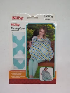 Nuby On The Go Nursing Cover  29’’x 23.75’’ Lightweight New Aqua/white - Picture 1 of 3