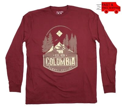 Men's COLUMBIA SPORTSWEAR Long Sleeve T-Shirt Size: L Red - Image 1 of 4