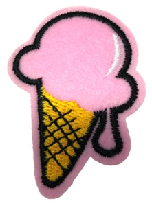 Patch Sew On Iron On Embroidered Clothing Hats Jackets Coat Ice Cream Cone A406 - Picture 1 of 3