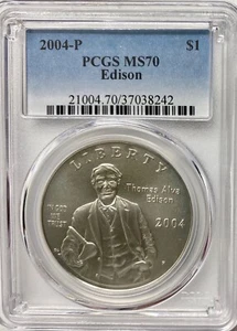 2004-P Thomas Alva Edison Silver Dollar PCGS MS-70 - Picture 1 of 4