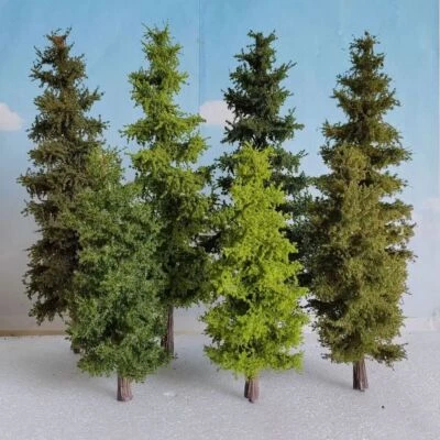 4PC 12CM HO/OO Scale Landscape Trees Miniatures Autumn Pine Forest Plant Model - Image 1 of 4