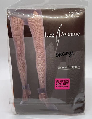 Pantimedias Leg Avenue Fishnet Estilo 9001A Talla Única Naranja Neón 90-160 libras Foto 1 de 2