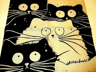 Square Cotton Canvas Group of Cats Pillow Cover 17.5" x 17.5" NEW (#96) - Image 1 of 4