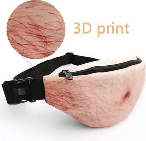 Gag Gifts Dad Bag Fanny Pack & 3D Beer Hairy Belly Waist Pack Waterproof USA - Picture 1 of 5