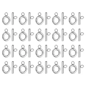 10mm/0.39" Dia Toggle Clasp, 20Set 304 Stainless Steel Round Clasp&T-Bar, Silver - Picture 1 of 6