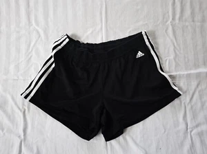Womens Adidas 5 Inch mesh Running Shorts 3 stripe Black Climalite Large New Q178 - Picture 1 of 4