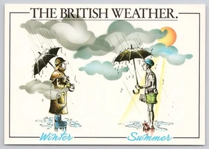 The British Weather Winter Summer Rain Clouds Humor London England Postcard - Picture 1 of 2