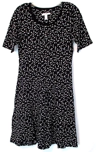 Isaac Mizrahi Scatter Dot Swing Dress Black XS Short Sleeve A352282 Women CB79G - Picture 1 of 7